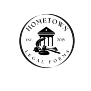 Hometown Legal Forms circle logo with stylized "HLF" initials in a black circle.